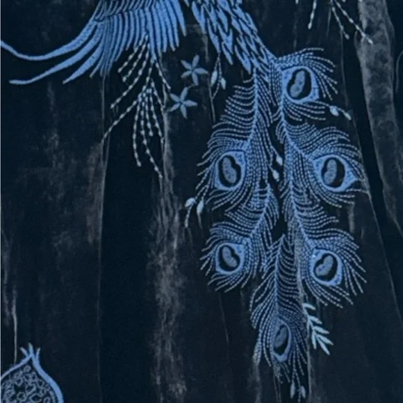 Johnny Was heavily embroidered Azure Velvet Kimono Sleeve Shirt/Jacket NWT - Picture 8 of 12